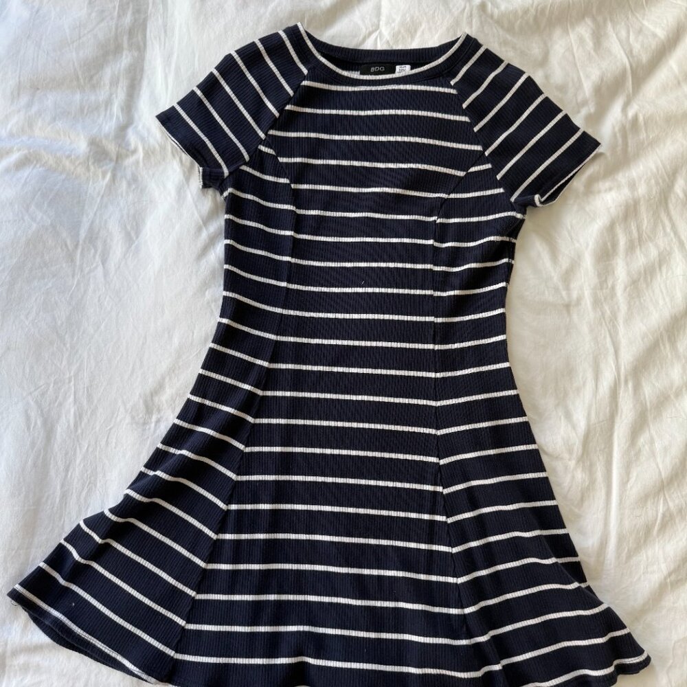 Urban Outfitters BDG navy and white striped skater dress